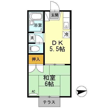 レジデンスイケダ(1DK/1階)の間取り写真