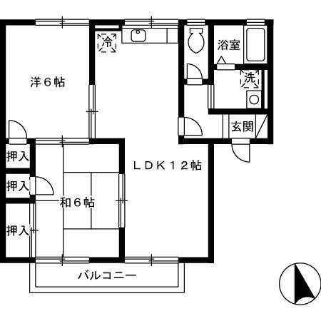 セジュール高塘(2LDK/2階)の間取り写真