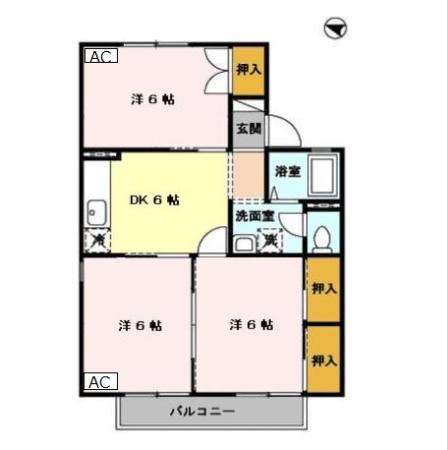 エスボワールB(3DK/2階)の間取り写真