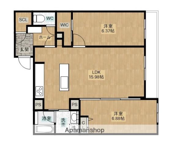 シャーメゾン健軍イースト(2LDK/2階)の間取り写真