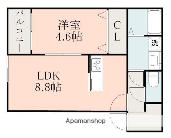 グレイスコート熊本学園大学東(1LDK/1階)の間取り写真