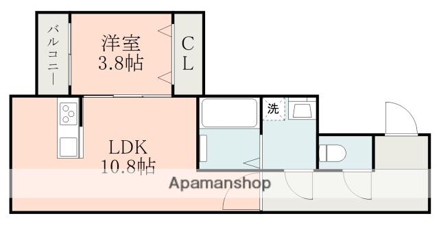 グレイスコート熊本学園大東(1LDK/1階)の間取り写真