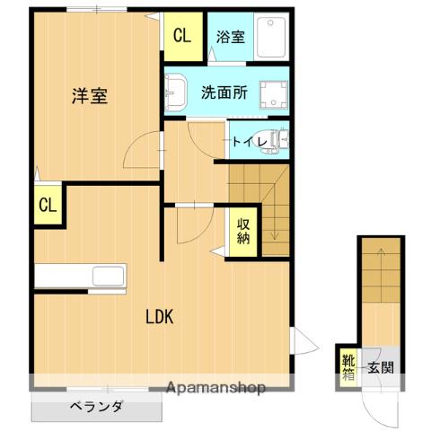 Pル・パレ(1LDK/2階)の間取り写真