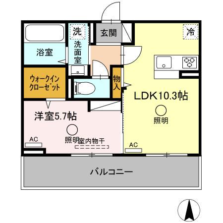 セキュレア合志(1LDK/3階)の間取り写真