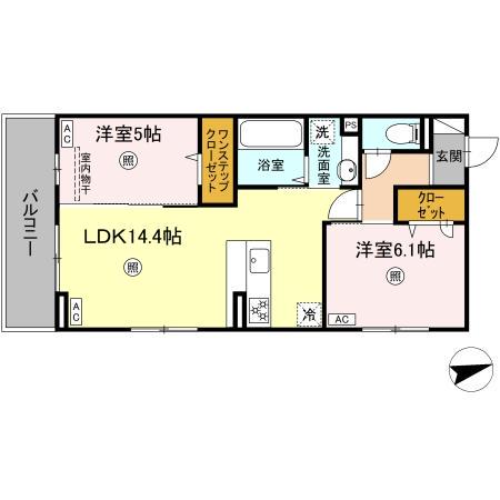 D-ROOM西区上代1丁目(2LDK/2階)の間取り写真