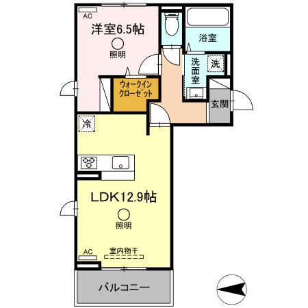エーデル(1LDK/3階)の間取り写真