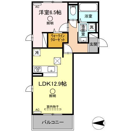 エーデル(1LDK/1階)の間取り写真
