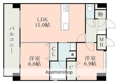 ELGRAND菊陽Ⅰ(2LDK/9階)の間取り写真