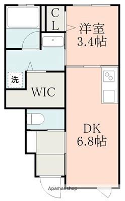 PURITY長嶺南(1DK/1階)の間取り写真