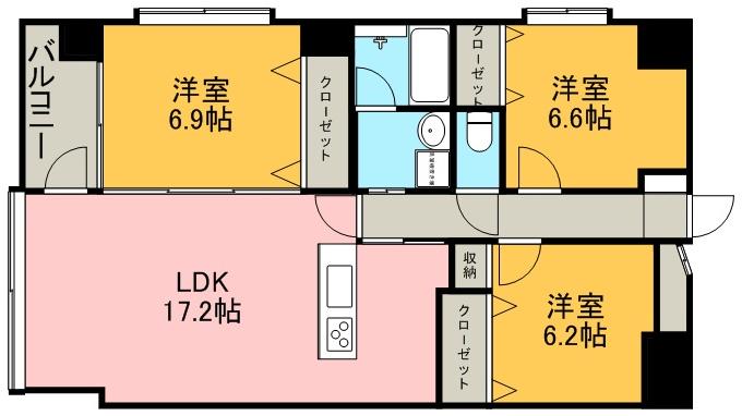 APEX水前寺公園(3LDK/7階)の間取り写真