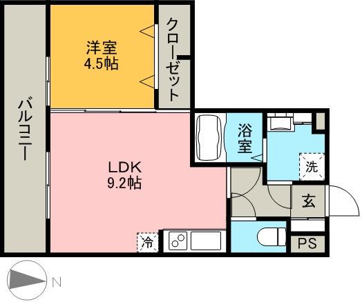シェラール(1LDK/3階)の間取り写真