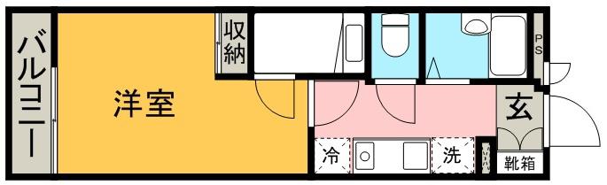 レオパレスひご坪井(1K/2階)の間取り写真
