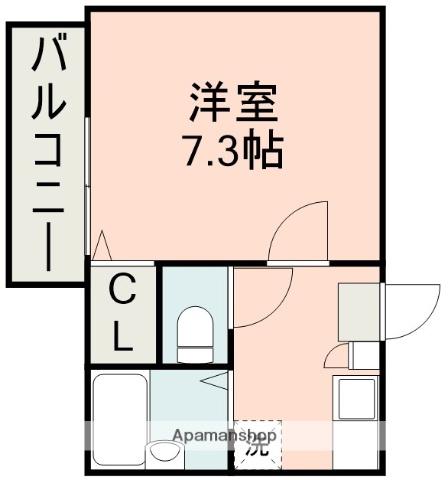 ロフティ黒髪A(1K/1階)の間取り写真