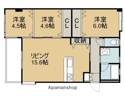 小嶺ハイツC棟(3LDK/1階)の間取り写真