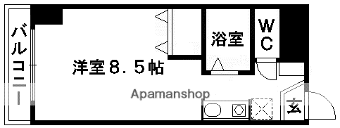 ルフェール熊本通町(ワンルーム/11階)の間取り写真