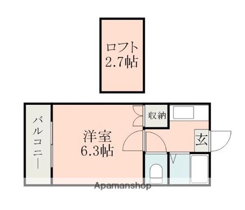 マーカス帯山(1K/2階)の間取り写真