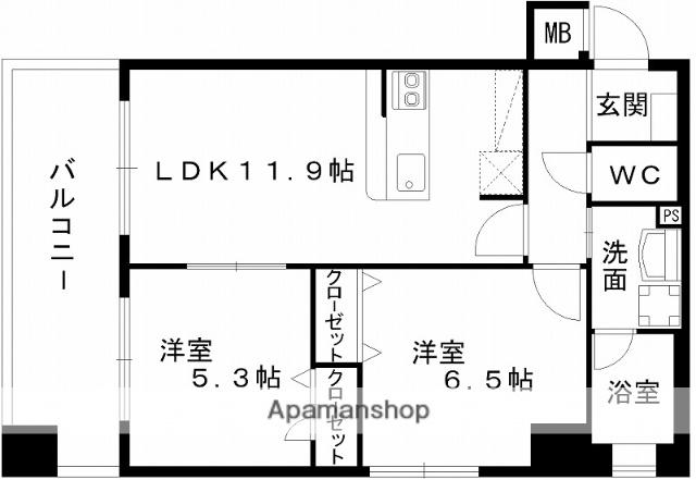 レジディア熊本辛島(2LDK/10階)の間取り写真