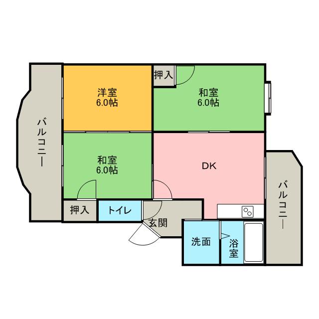 ハーモニー島村(3DK/3階)の間取り写真