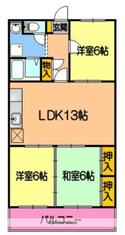 フローレス八王子Ⅱ(3LDK/4階)の間取り写真
