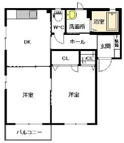 ファミール琴平(2K/2階)の間取り写真