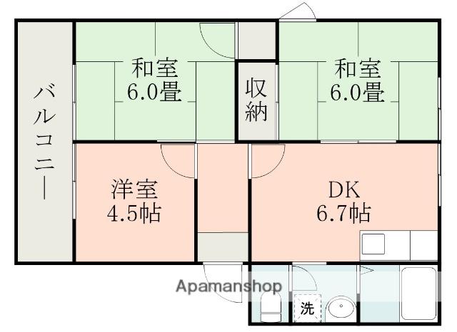 フローラル田迎(3DK/1階)の間取り写真