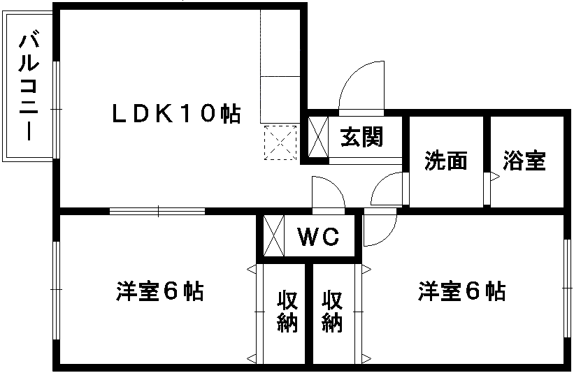 セジュール江越(2LDK/1階)の間取り写真