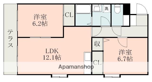 ブリーズコート長嶺C棟(2LDK/1階)の間取り写真