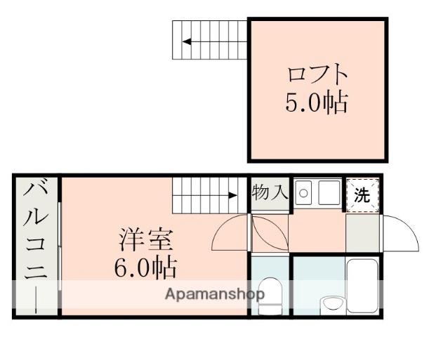 ツインヒルズ帯山(1K/2階)の間取り写真