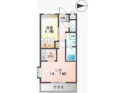 鹿児島本線 宇土駅 徒歩9分 2階建 築15年(1LDK/2階)の間取り写真