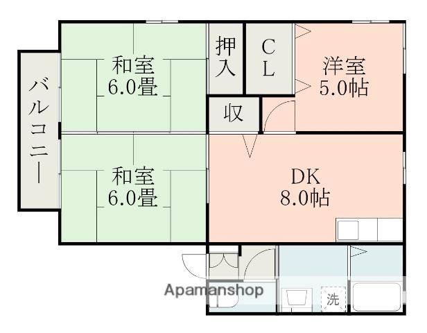 グロワールB棟(3DK/2階)の間取り写真