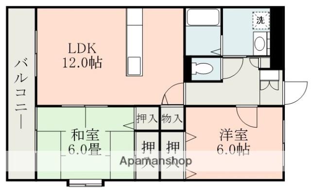 OKハイムⅡ番館(2LDK/1階)の間取り写真