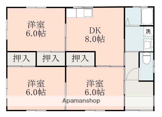 熊本県熊本市南区 1階建 築38年(3DK)の間取り写真