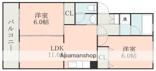 サンシャインハイツ(2LDK/4階)の間取り写真