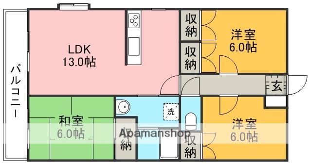 カーサ・フェリース(3LDK/2階)の間取り写真