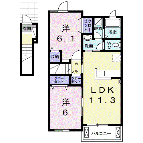 クレセールA(2LDK/2階)の間取り写真