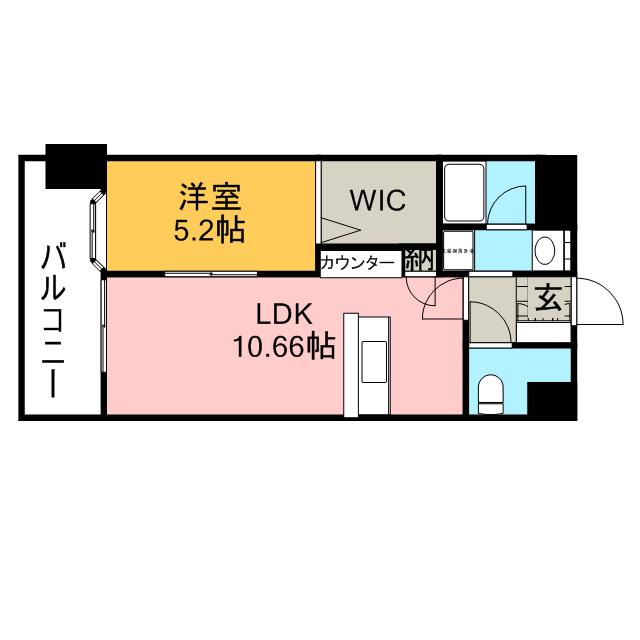 ウォルトン長嶺(1LDK/3階)の間取り写真