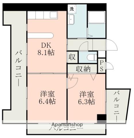 ビルド・ケアⅠ(2DK/8階)の間取り写真