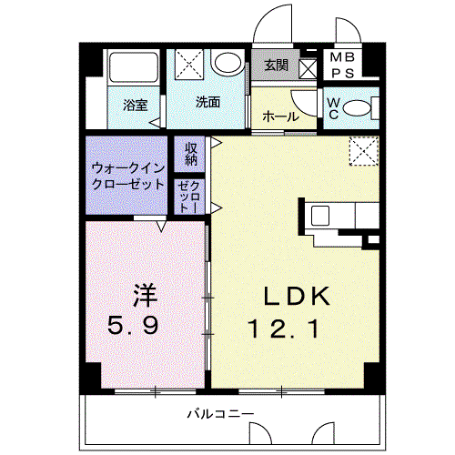 アーバン フレンドリー(1LDK/5階)の間取り写真
