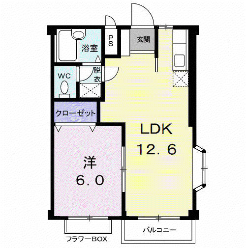 グリーンハイツ中西(1LDK/2階)の間取り写真