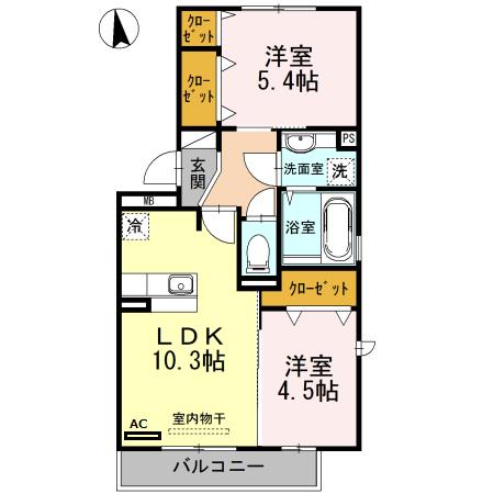 セジュール リバーグリーン(2LDK/2階)の間取り写真