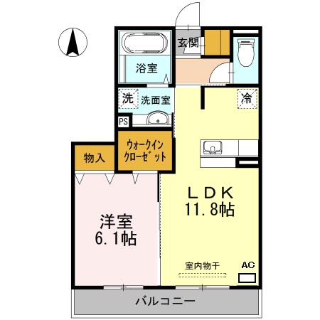 ユイマール近見(1LDK/3階)の間取り写真