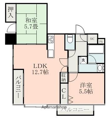 アニバーサリー58(2LDK/7階)の間取り写真