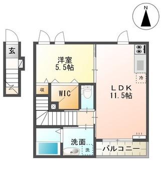 RIKGRANDE(1LDK/2階)の間取り写真