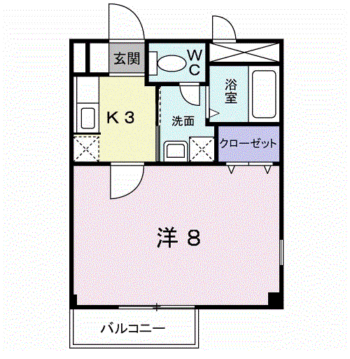 アウローラ02J(1K/1階)の間取り写真