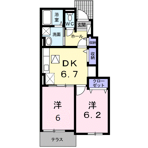 エステートⅢ(2DK/1階)の間取り写真