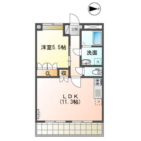 BELLE AVENUE(1LDK/2階)の間取り写真