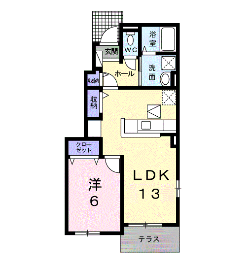 ユーピテル(1LDK/1階)の間取り写真