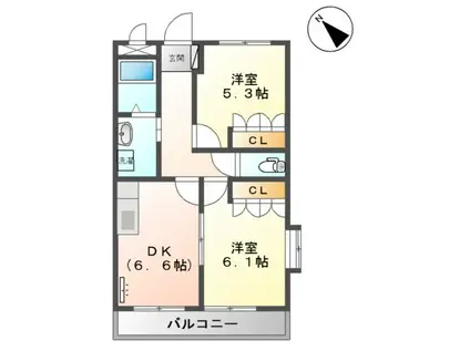 エスポワール・M(2DK/2階)の間取り写真