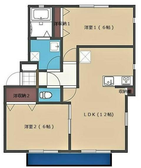 トレゾール藤間(2LDK/2階)の間取り写真