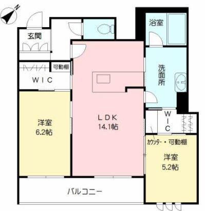 シャーメゾン九品寺プレミアム(2LDK/3階)の間取り写真